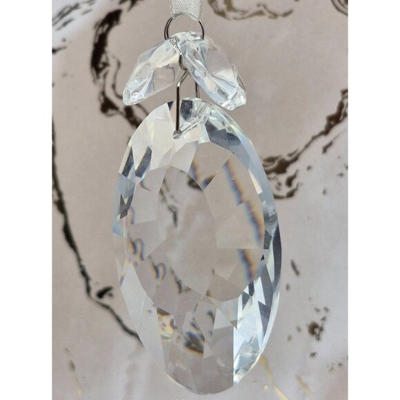Clear Oval Crystal Drop Dangle Ornament Christmas Window Rearview 3.5" Gift - Picture 3 of 8